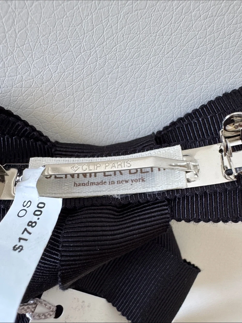 Jennifer Behr Black Grosgrain Ribbon Hair Bow Tie - NEW WITH TAGs